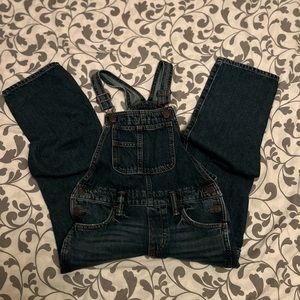 Old Navy Dark Denim Wash Slouchy Straight Jean Overalls for Girls Size M (8)